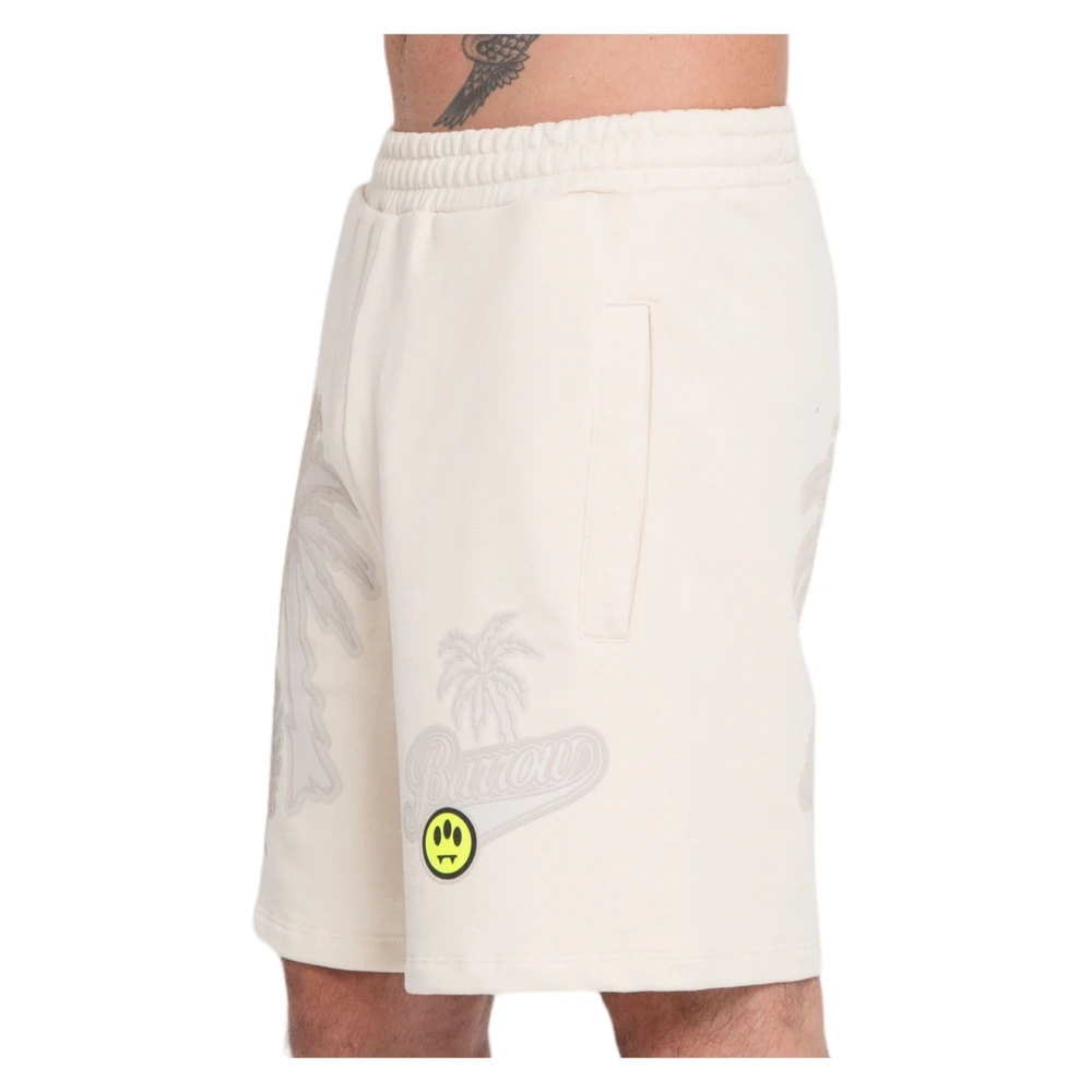 Barrow Palm Print Rubber Shorts Beige Heren