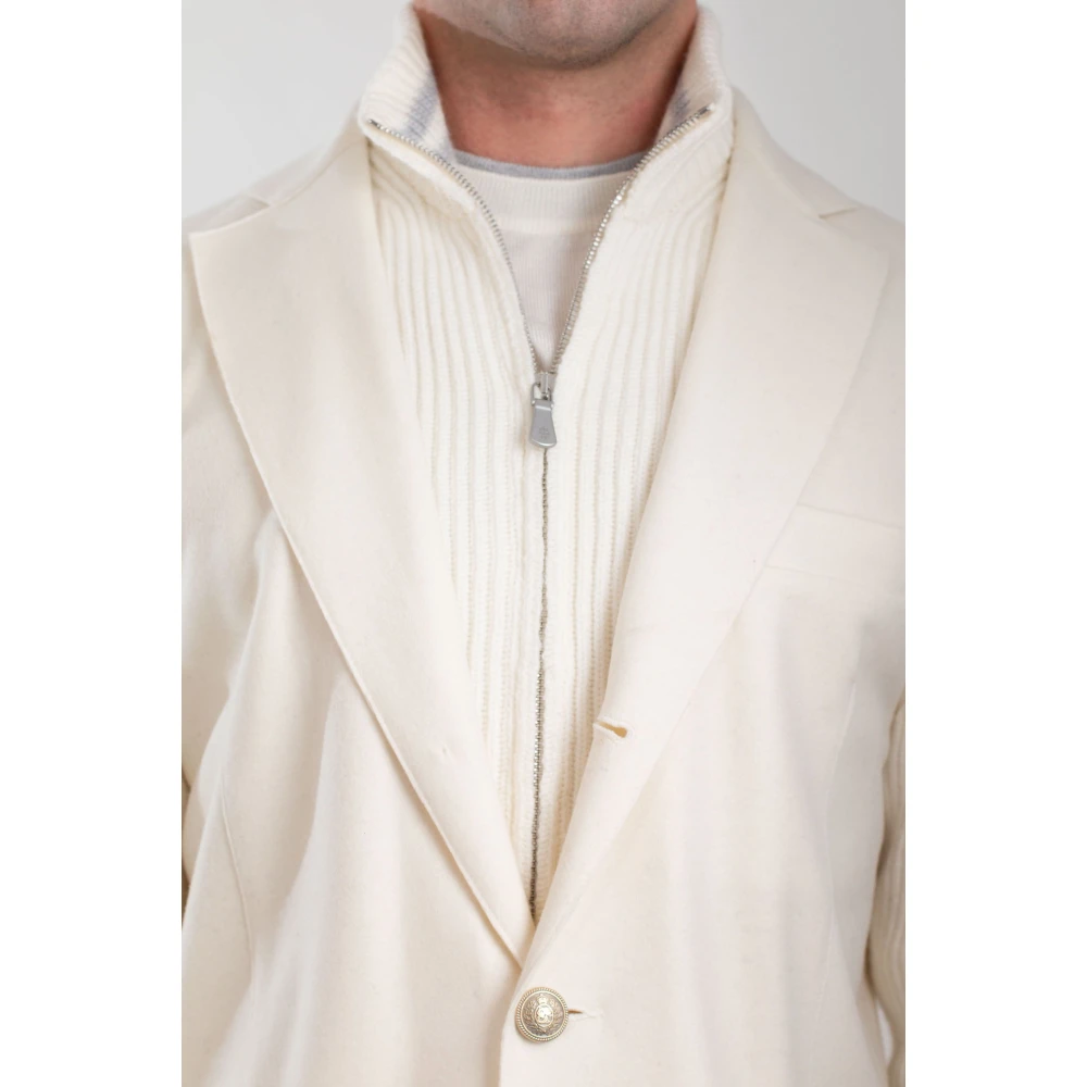 Eleventy Ribbed Sleeves Layered Blazer White Heren