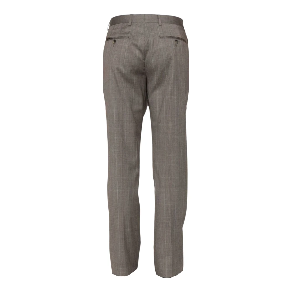 Paul Smith Op Maat Gemaakte Wollen Geruite Broek Brown Heren