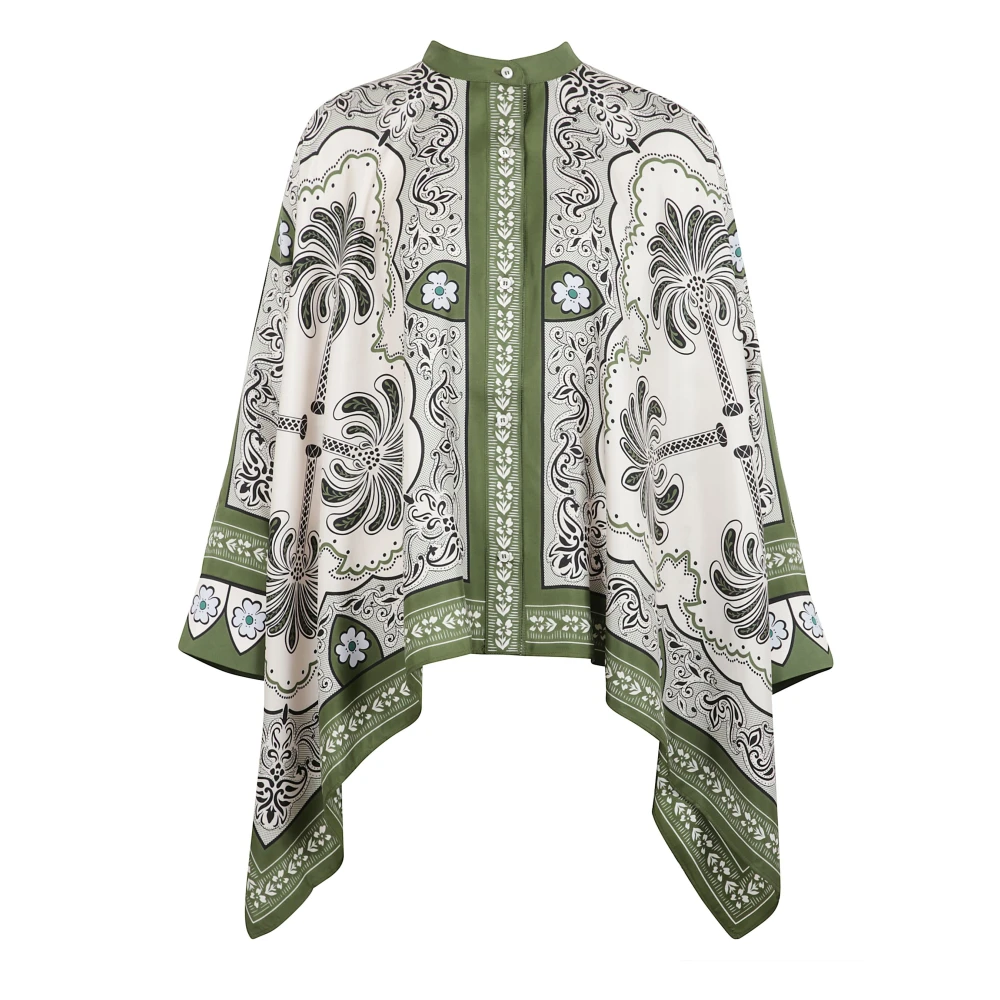 La Doublej Multicolor Silk Twill Foulard Shirt With Long Sleeves - Female - Ponchos - Xs - Jackets