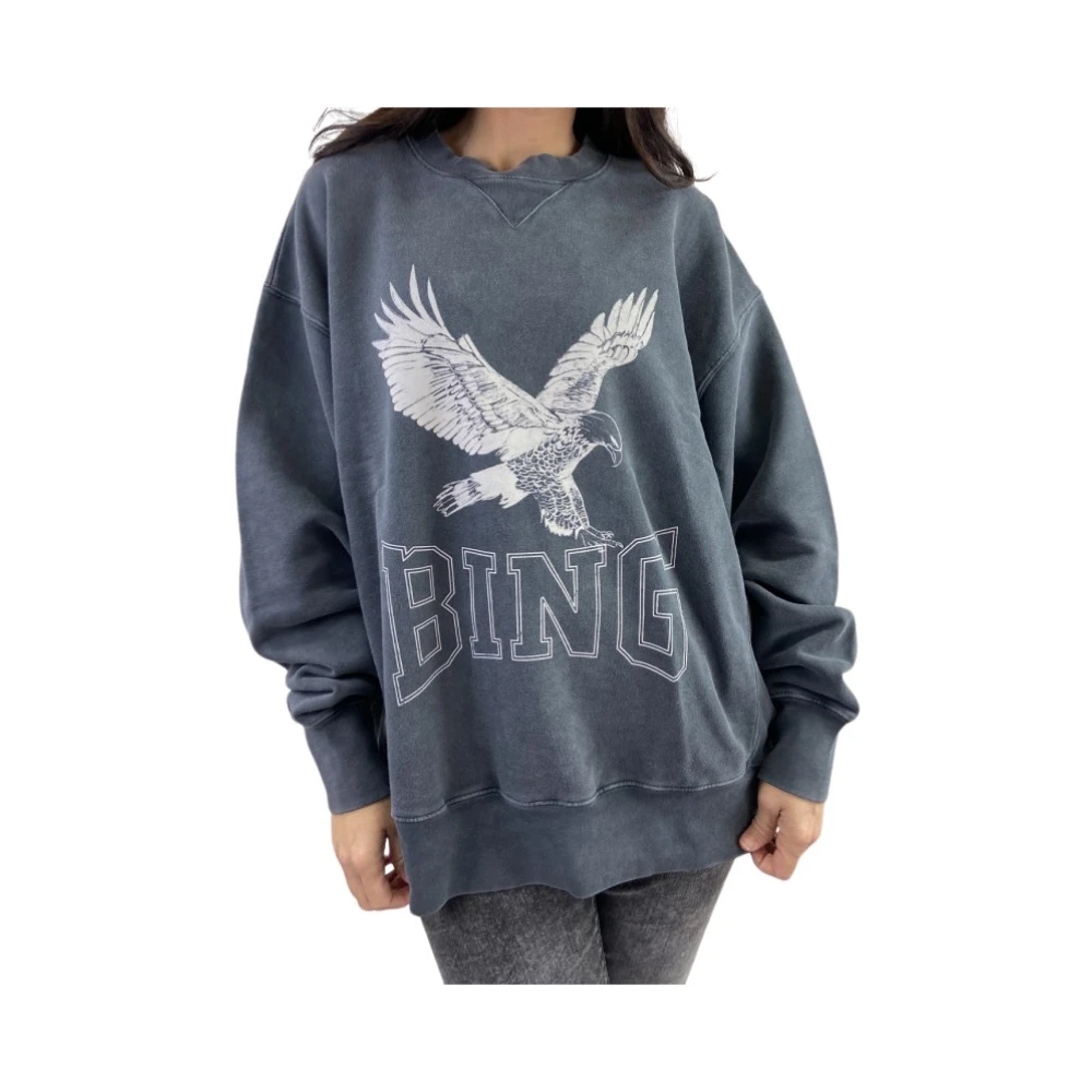 Anine Bing Grijze Front Print Sweatshirt Gray Dames
