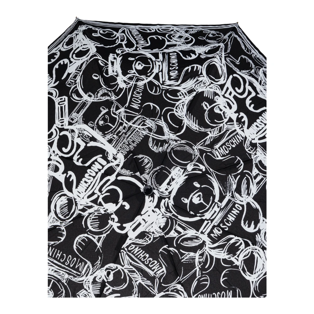 Moschino Opvouwbare paraplu met logo Black Unisex