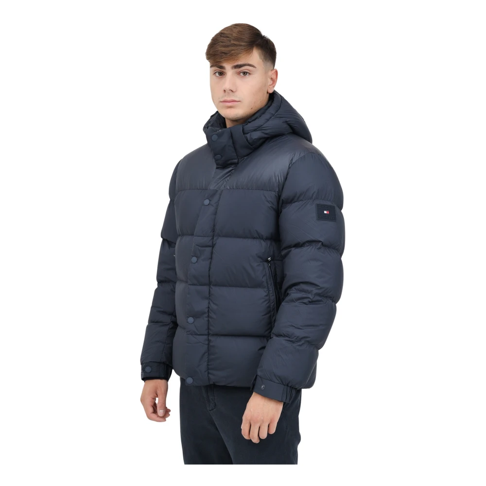 Tommy Hilfiger Blauwe gewatteerde jas met logopatch Blue Heren