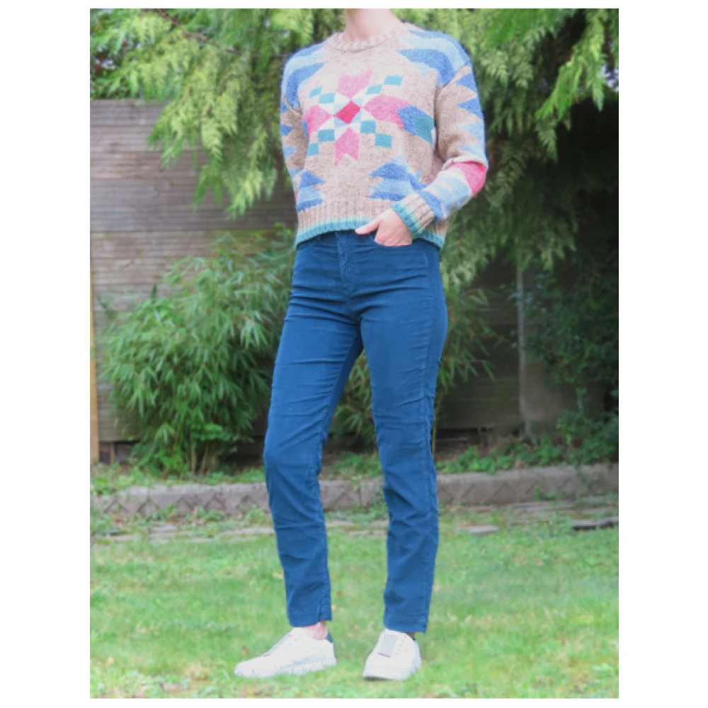 Denim Studio Colette Fluweel Broek Blue Dames