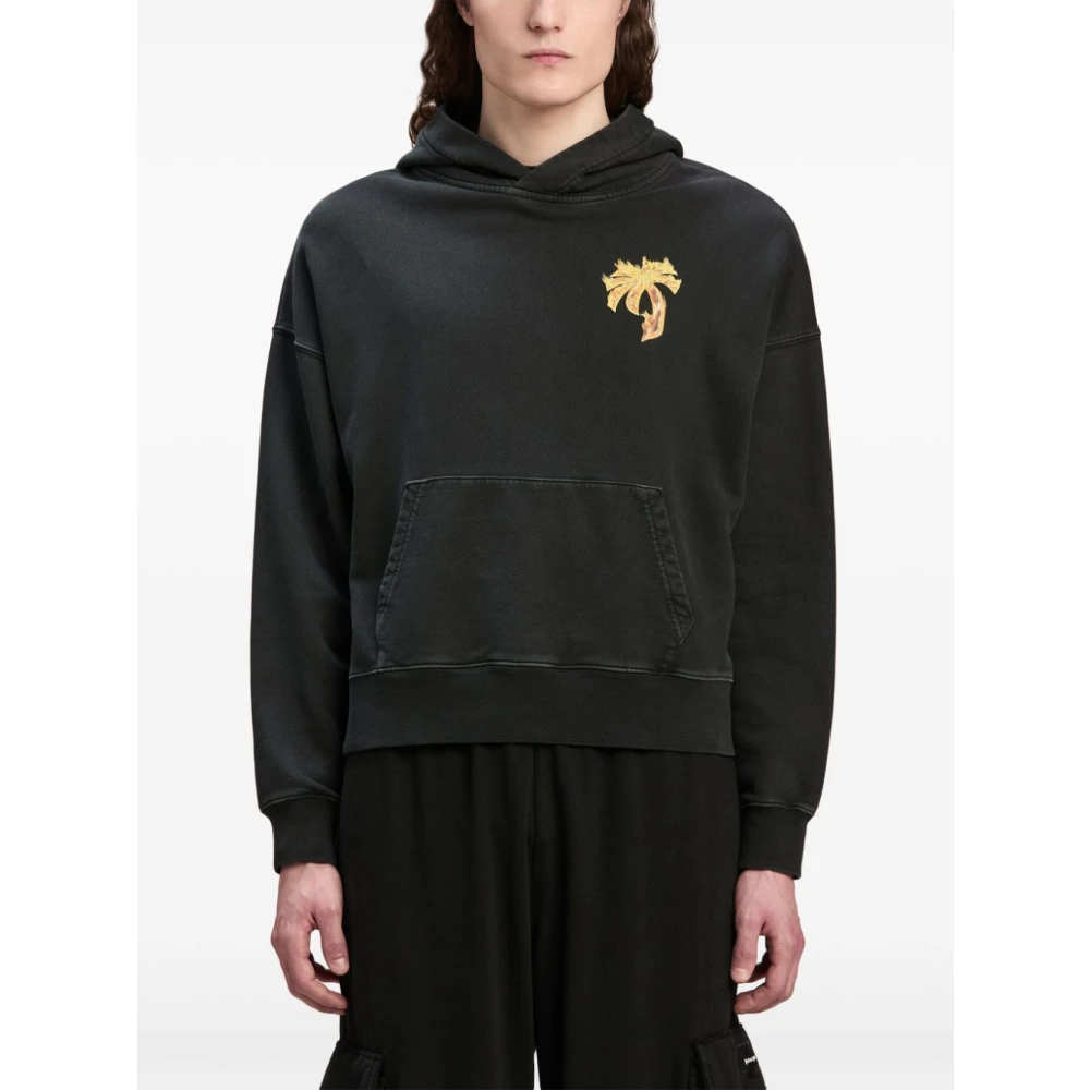 Palm Angels Zwarte Gothic Logo Sweater Black Heren