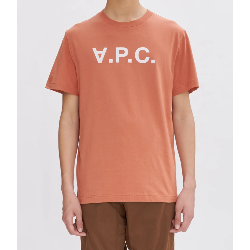 A.p.c. Katoenen T-shirt met voorlogo Brown Heren