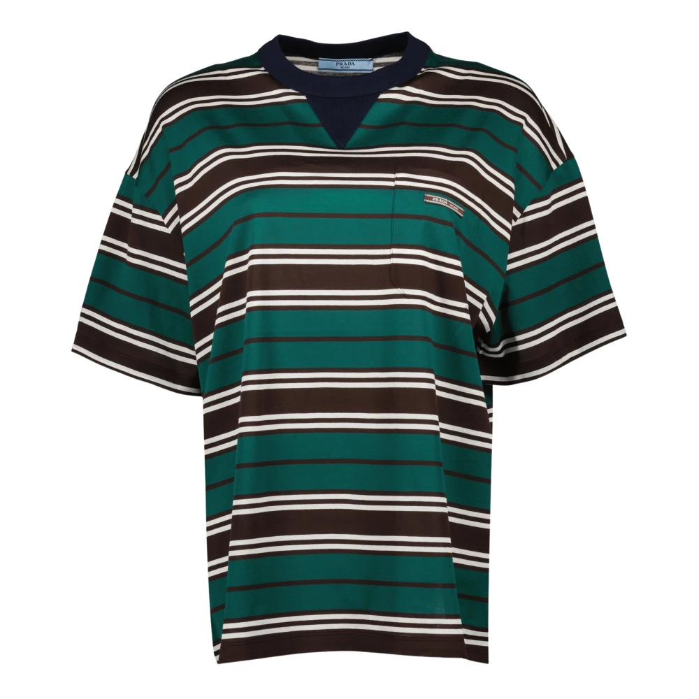 Prada Gestreept Casual T-shirt Lente-Zomer 2025 Multicolor Dames