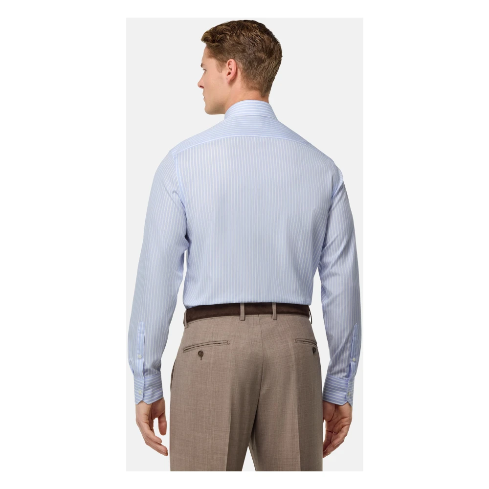 Boggi Milano Slim Fit Gestreept Overhemd van Katoen Blue Heren