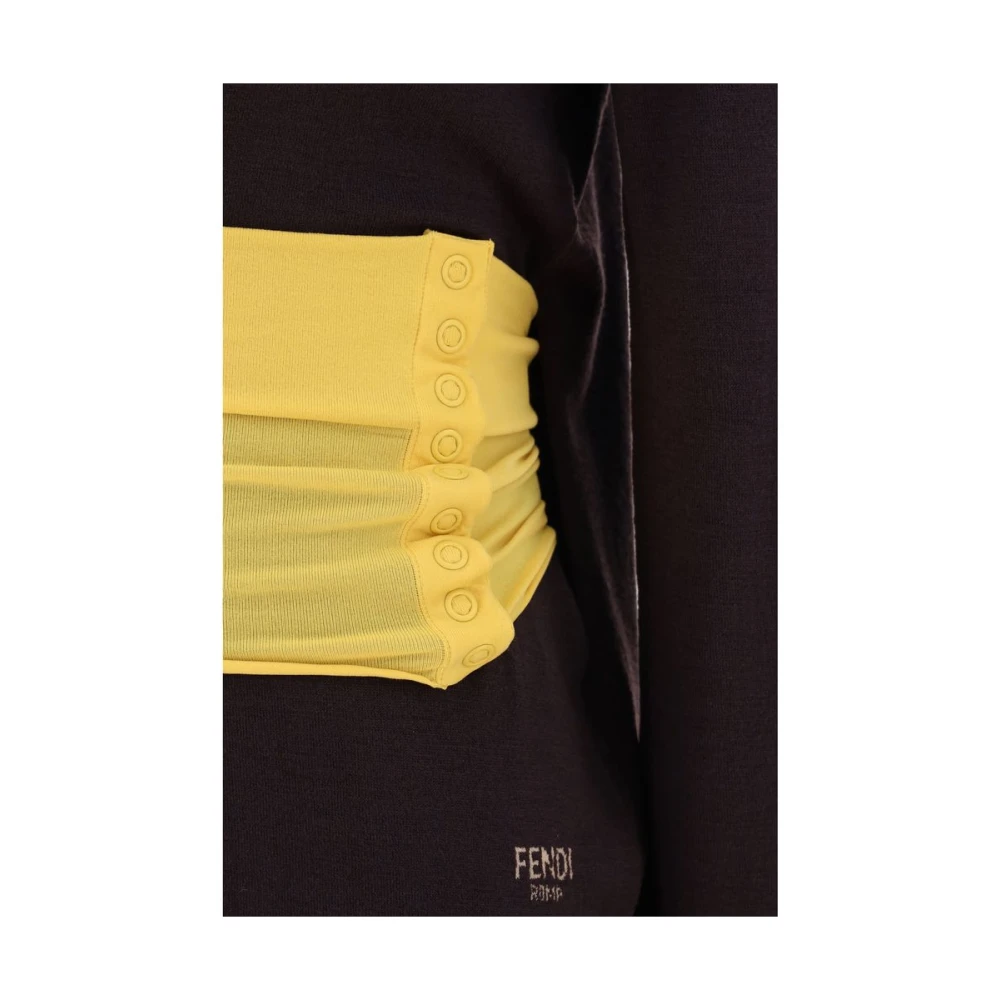 Fendi Geribbelde wollen coltrui Brown Dames