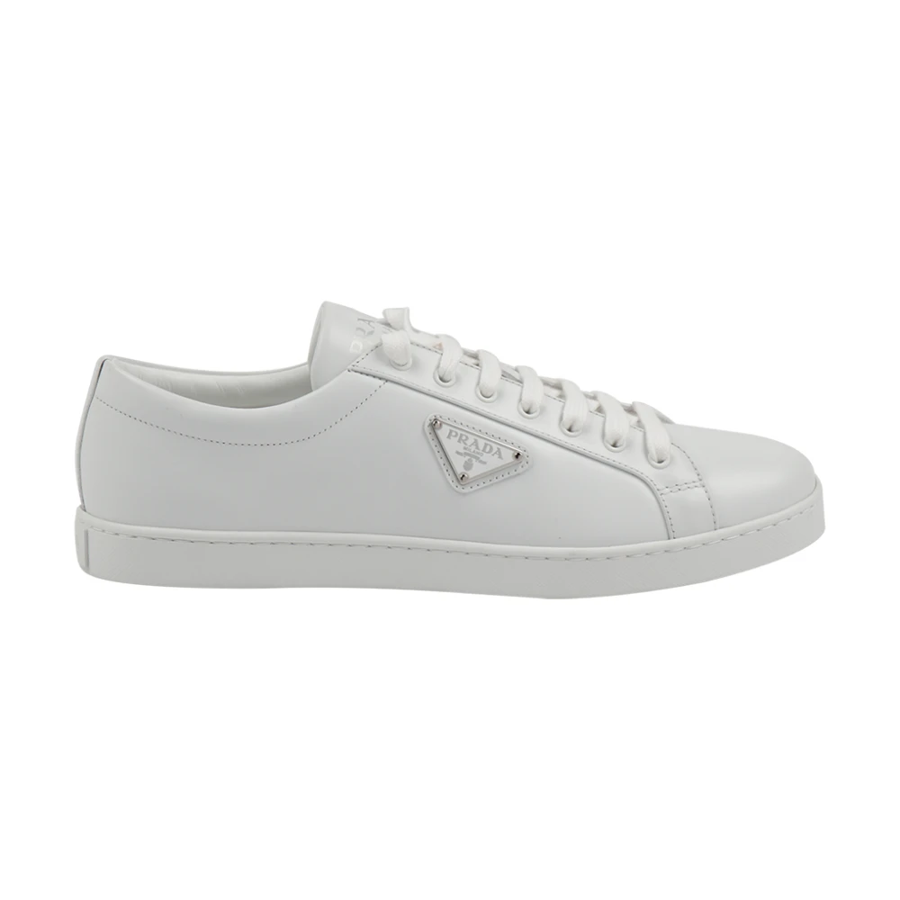 Prada Gegravedelederen sneaker Heren Schoenen Wit