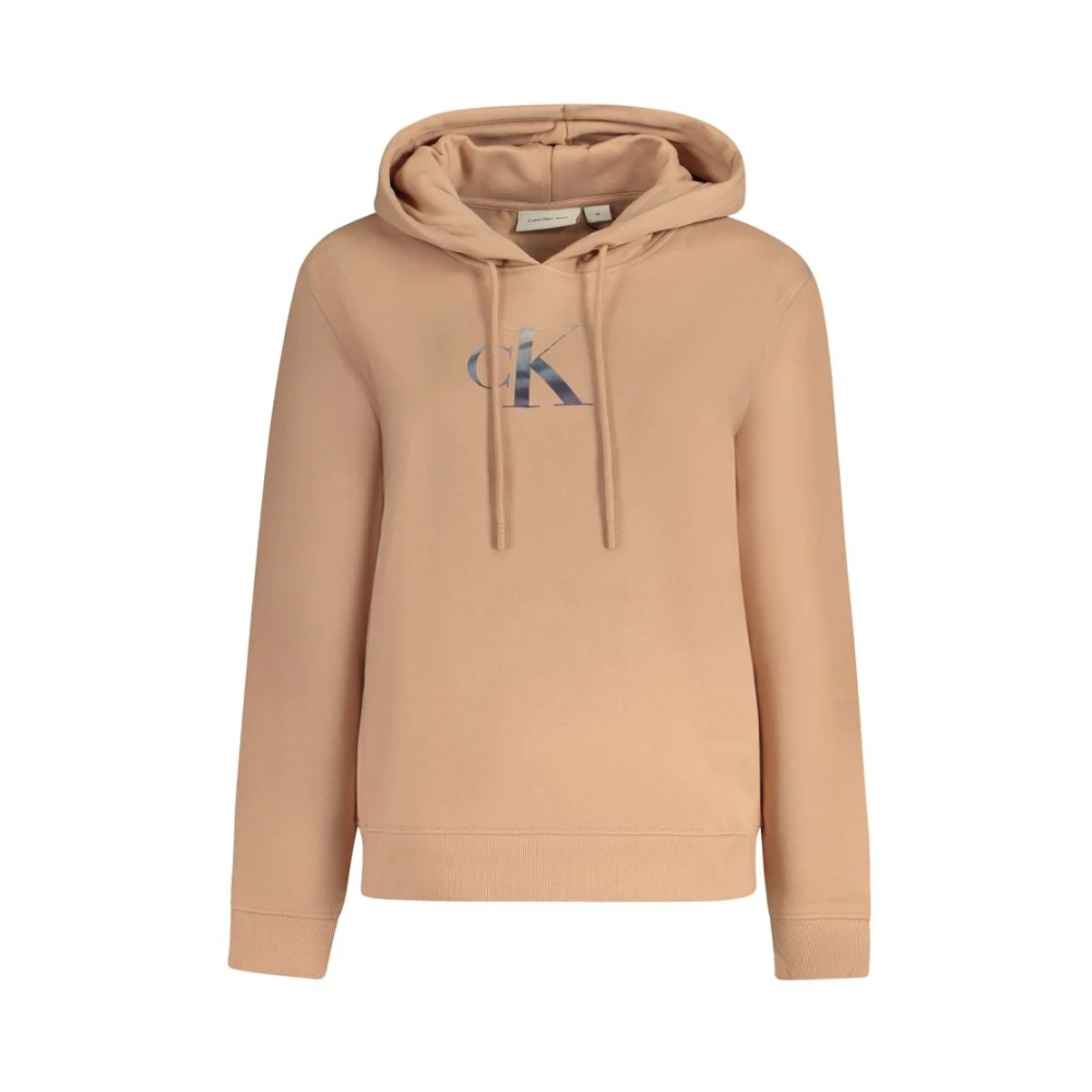 Calvin Klein Women's Beige Hoodies,, Pink Cotton Jumper Hoodie Extra Small