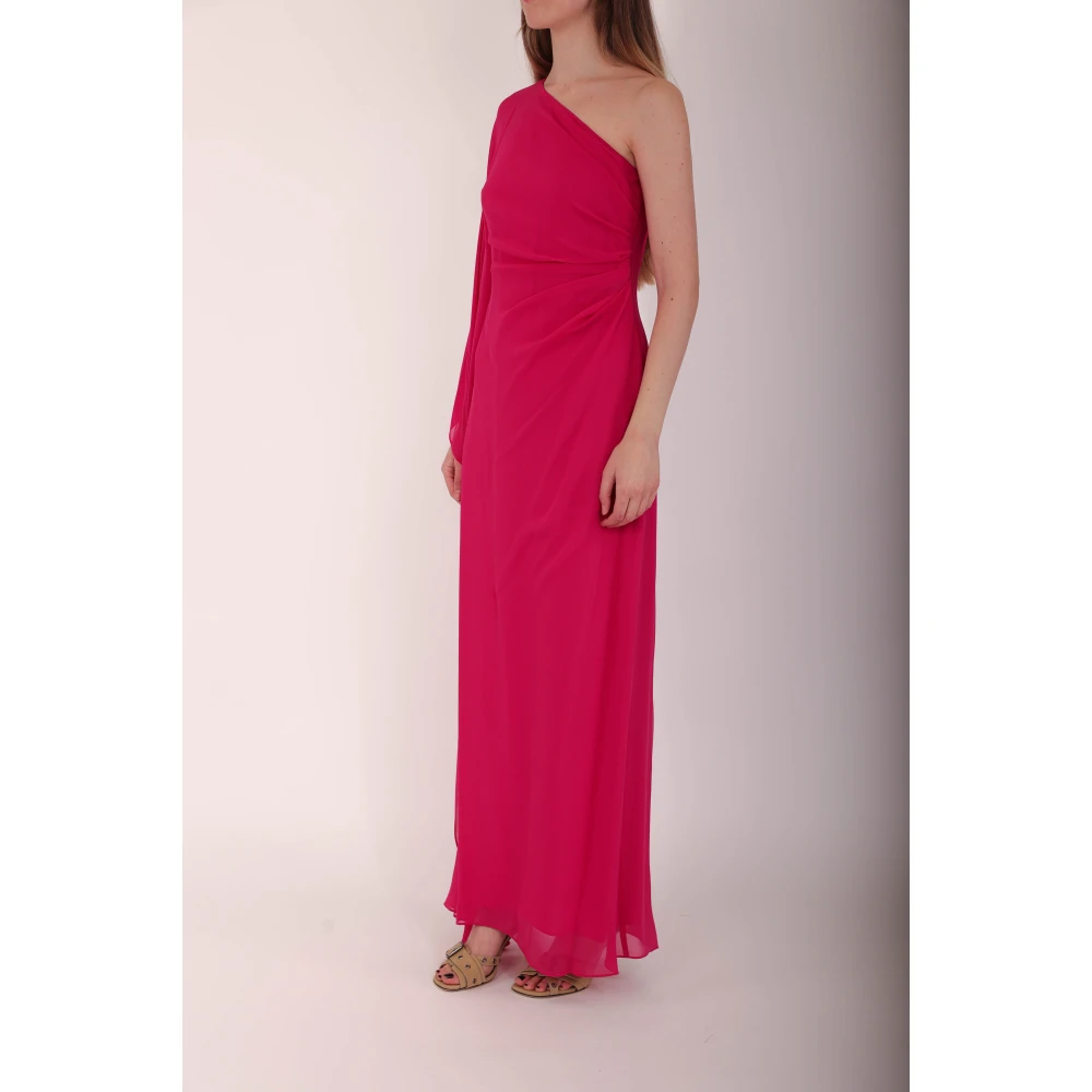 Max Mara Eén-schouder zijden georgette maxi jurk Pink Dames