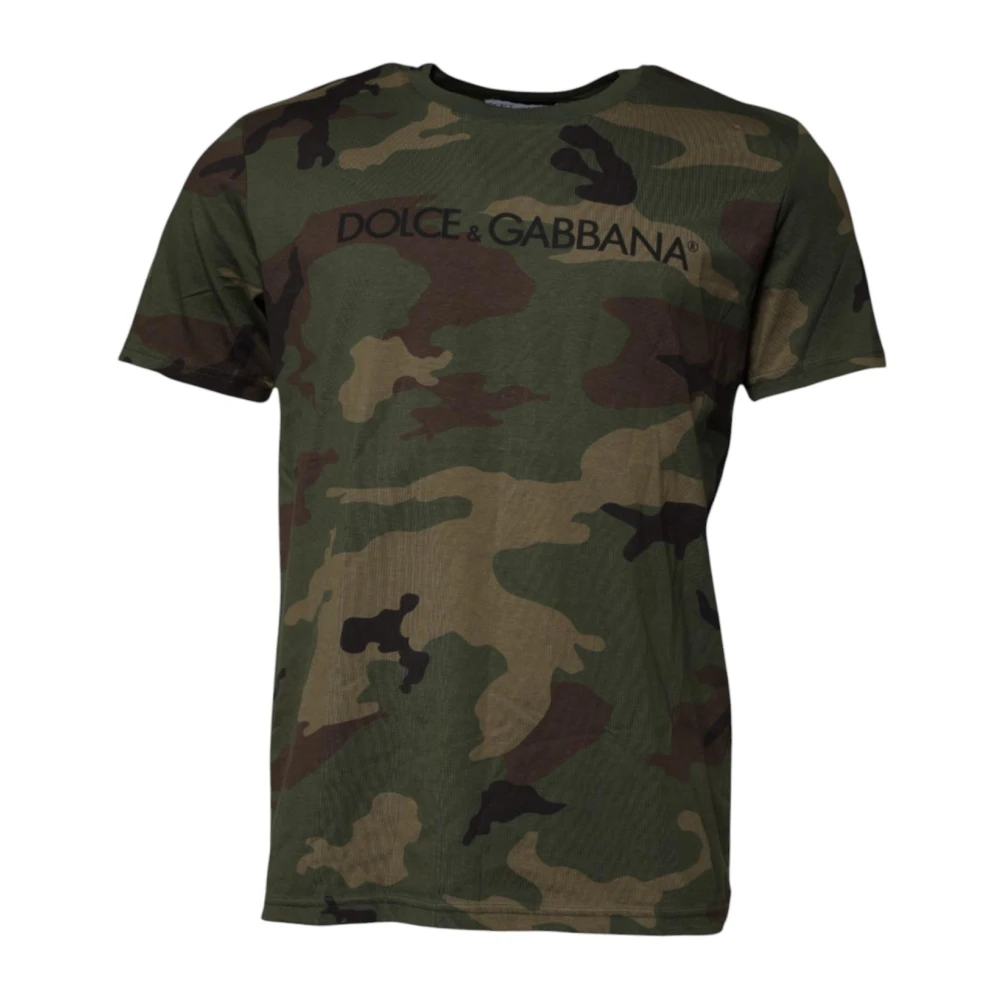 Dolce & Gabbana Camouflage Logo Crew Neck T-shirt Multifärgad Multicolor, Herr