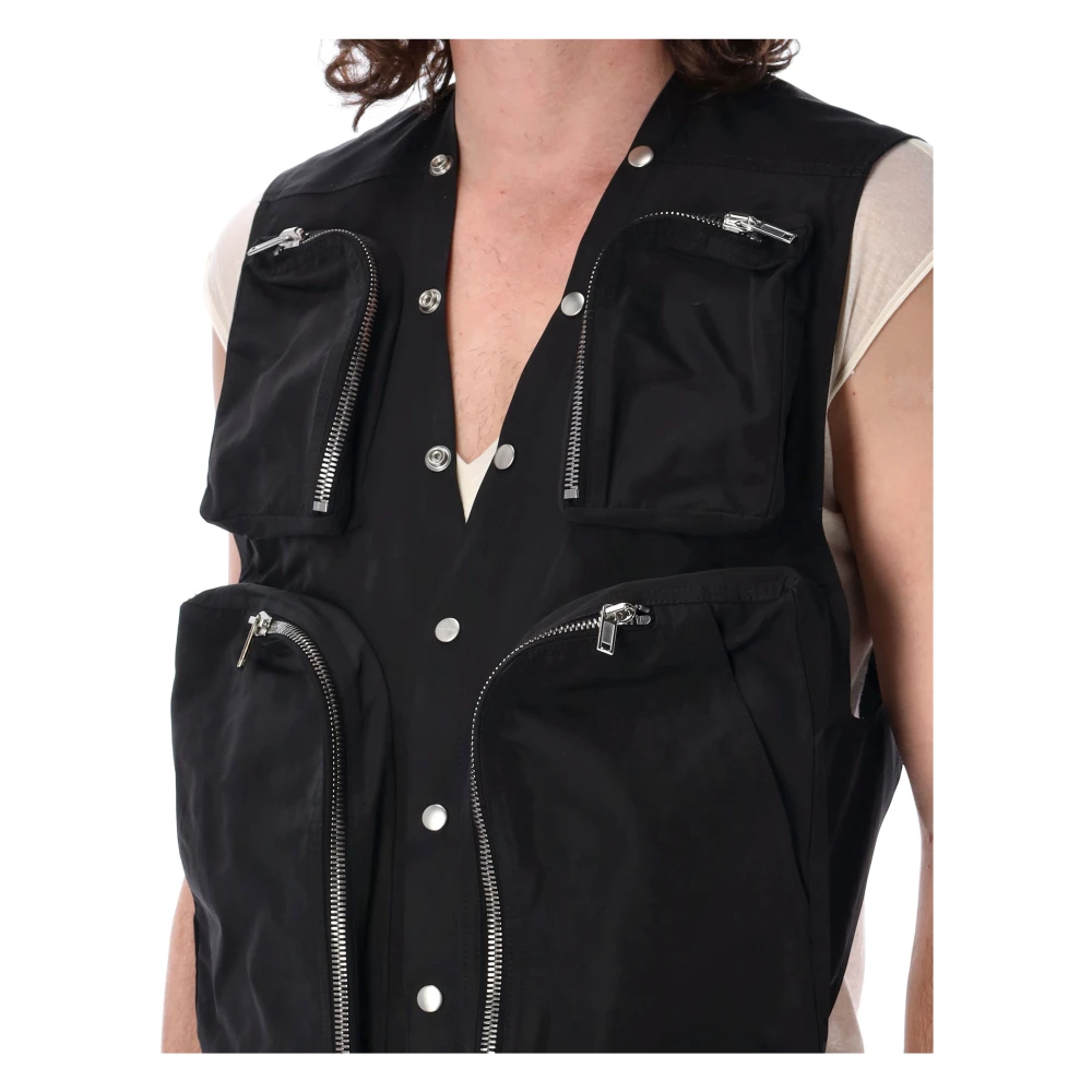 Rick Owens Zwart Cargo Vest met Bauhaus Zakken Black Heren