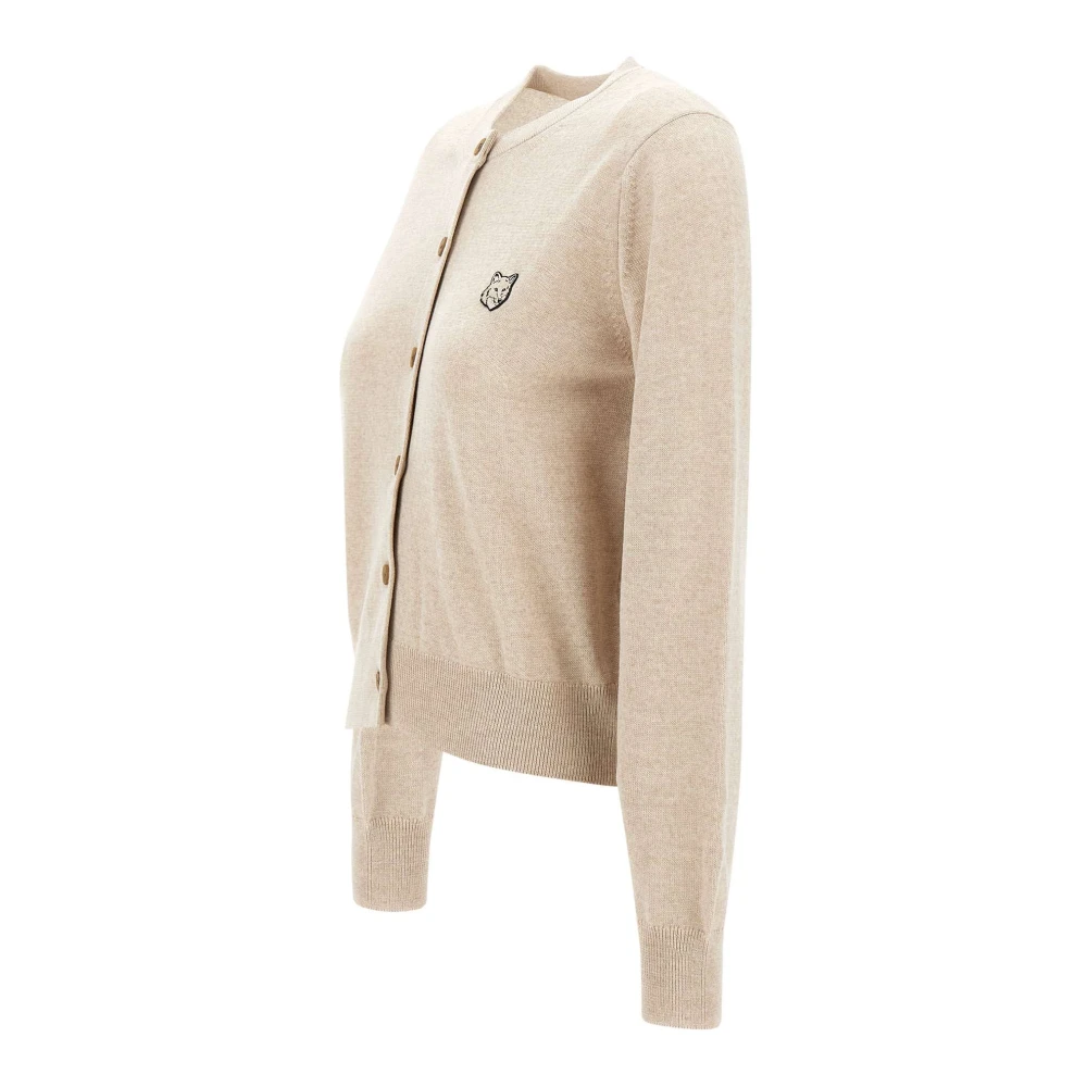 Maison Kitsuné Wollen Cardigan Beige Sweater Beige Dames