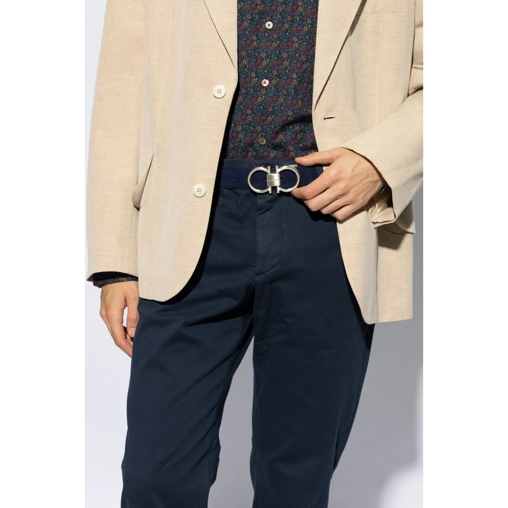 Salvatore Ferragamo Leren riem Blue Heren
