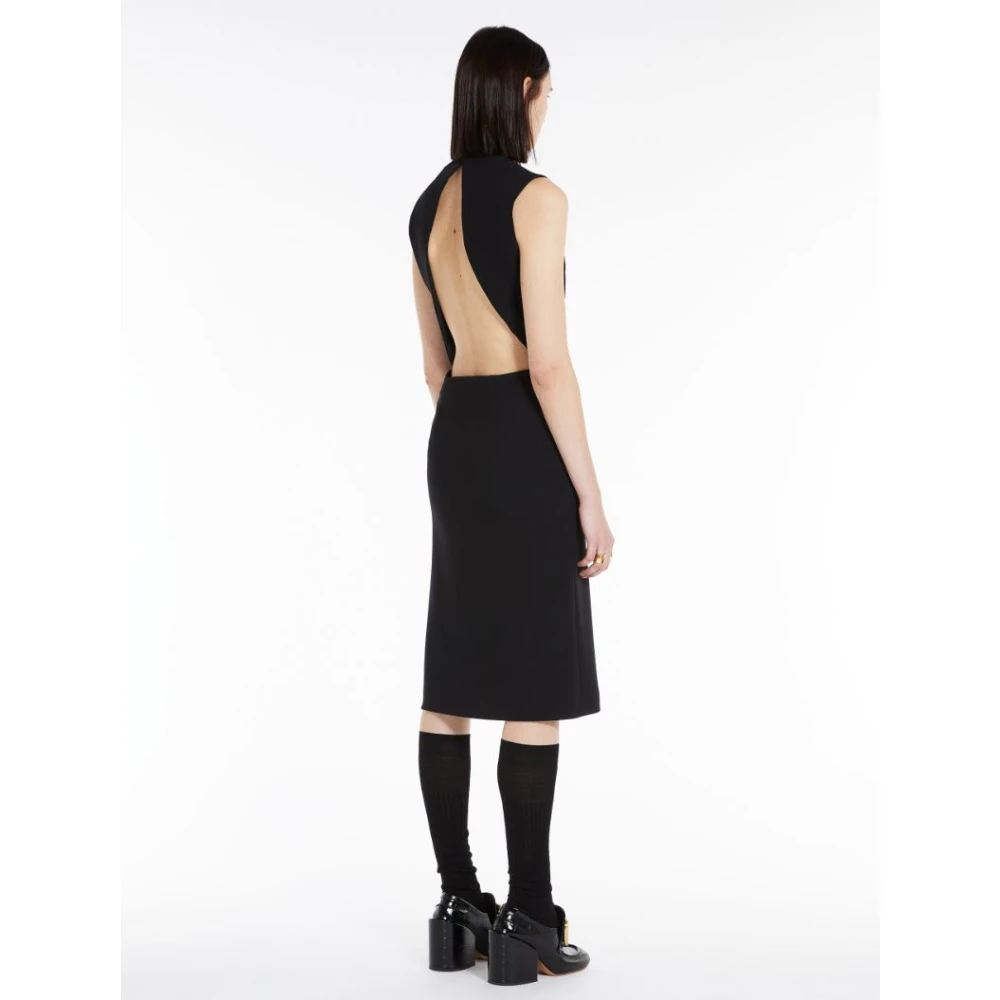 SPORTMAX Zwarte mouwloze jurk met geometrische uitsnijding Black Dames
