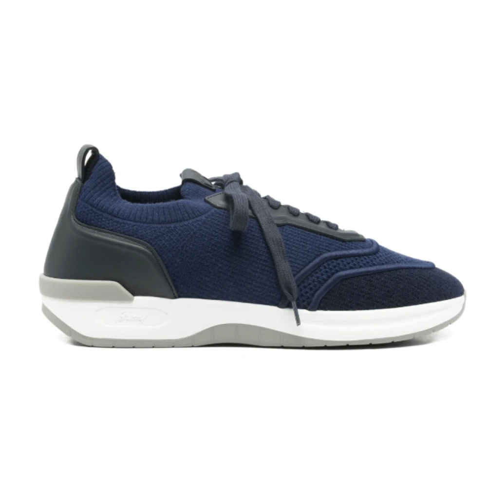 Brioni Lace-Up Panelled Sneakers Heren Schoenen Blauw