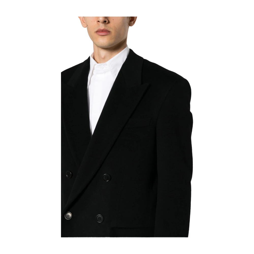 Sunflower Dubbelbreasted wollen jas in zwart Black Heren
