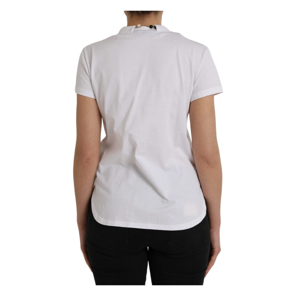 Dolce & Gabbana Wit Katoenen Ketting T-Shirt White Dames