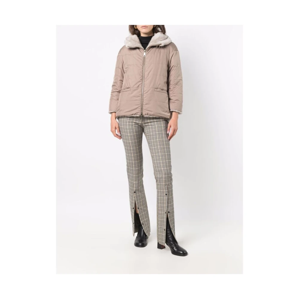 Suprema Omkeerbare Beige Bont Hoodie Jas Beige Dames