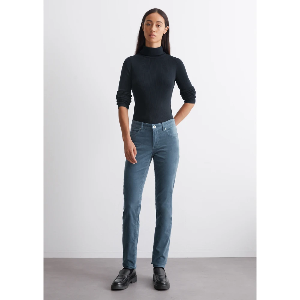 Marc O'Polo Fluwelen broek model Lulea slim Blue Dames