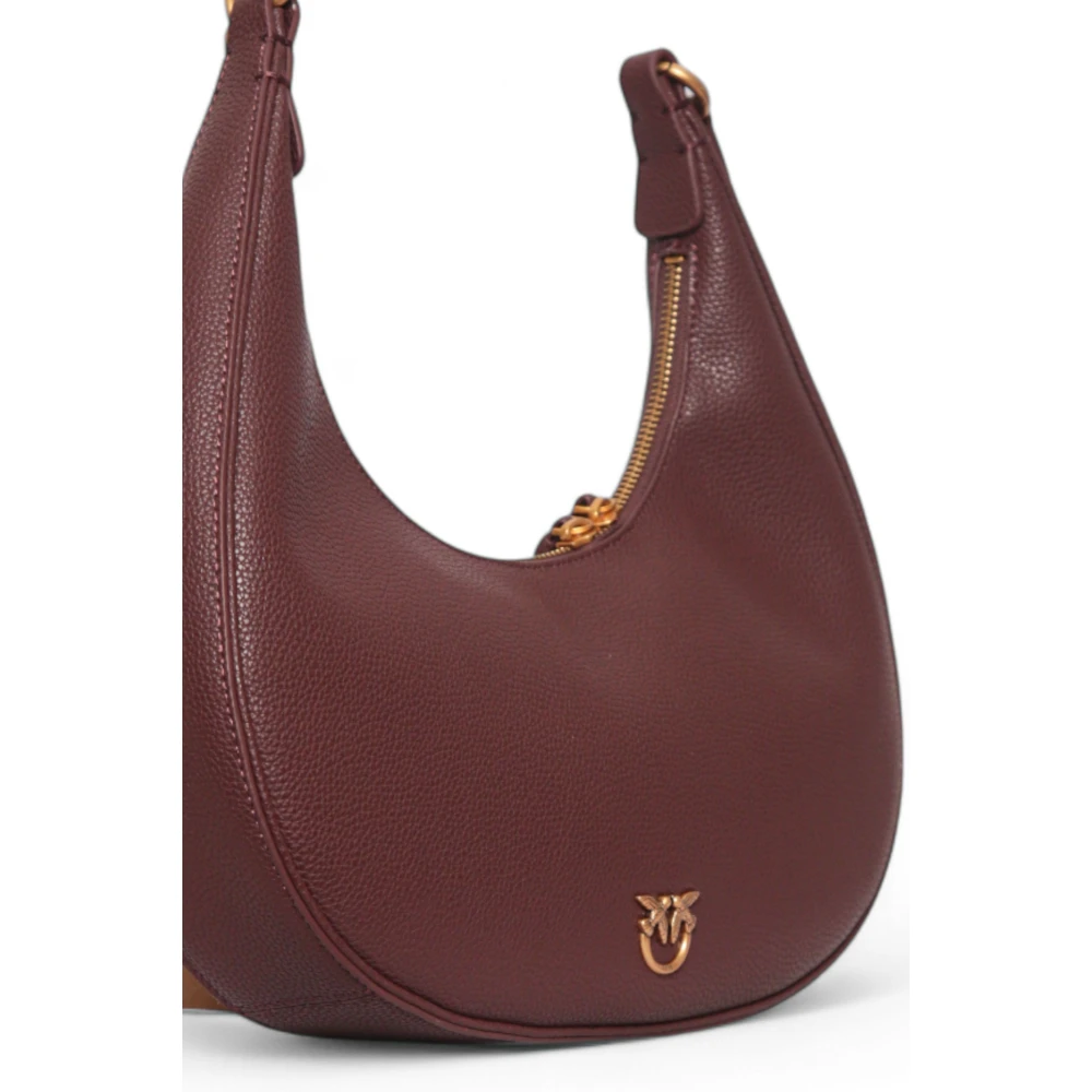 pinko Tumbled Leren Tas in Brioche Stijl Brown Dames
