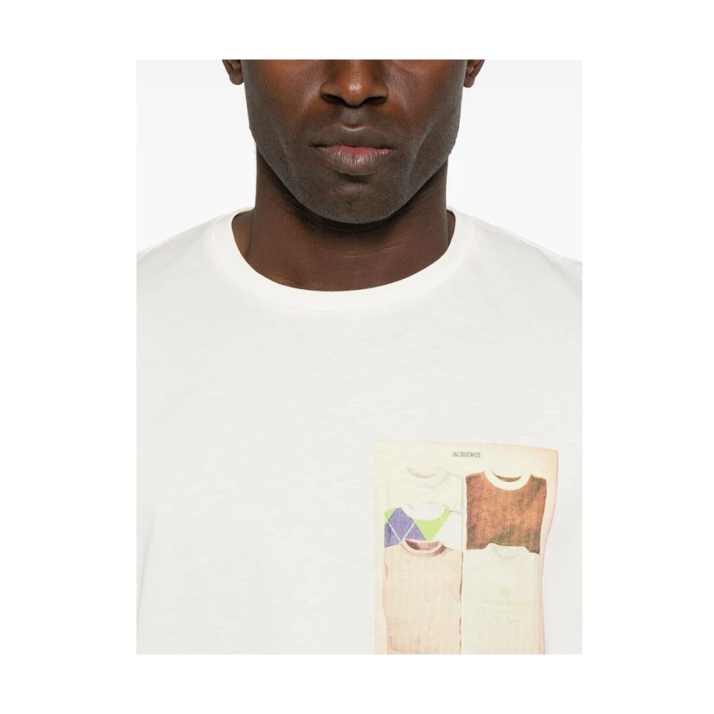 Jacquemus Wit Grafische Print Crew Neck T-shirt White Heren
