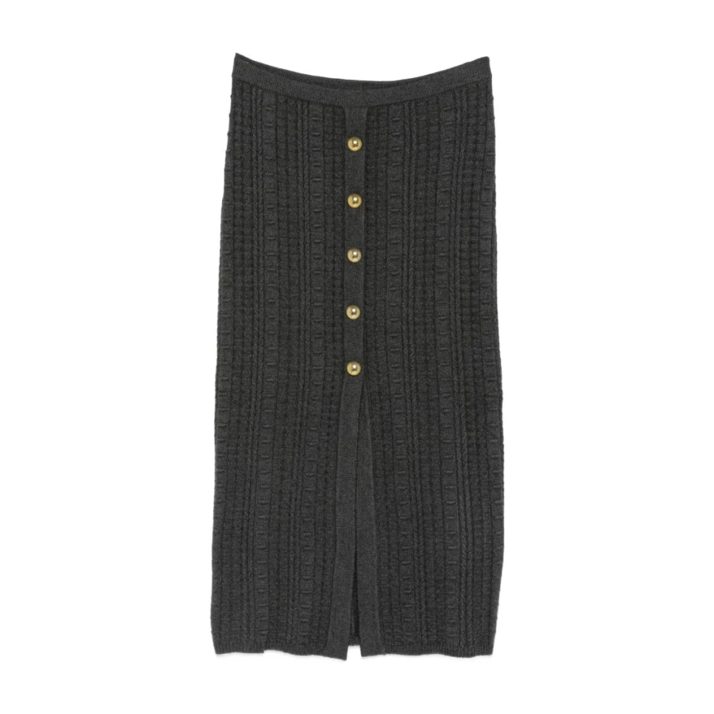 Twinset Donna Grigio Gonna Midi Aderente Con Bottoni - Immagine 2