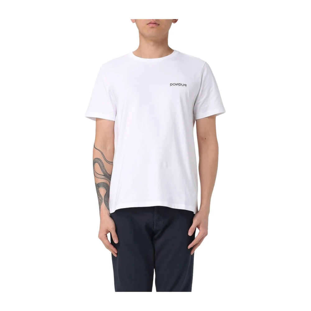 Dondup Katoenen Jersey T-shirt met Borstprint White Heren