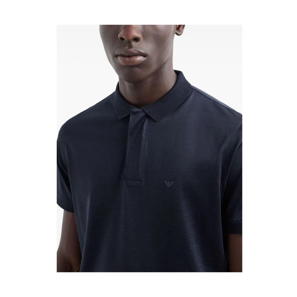 Emporio Armani Navy Blue Jersey Polo Shirt Blue Heren