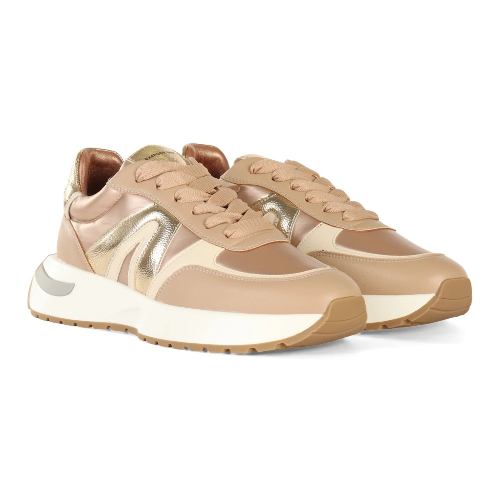 Alexander Smith Sneakers met gelamineerd effect in stof en eco-leer Yellow Dames