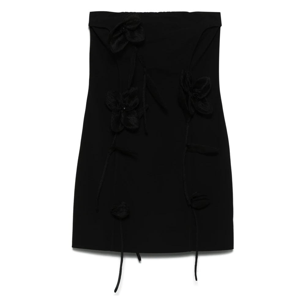 Rotate Birger Christensen Svart Sheath Klänning med 3D Blommor Black, Dam