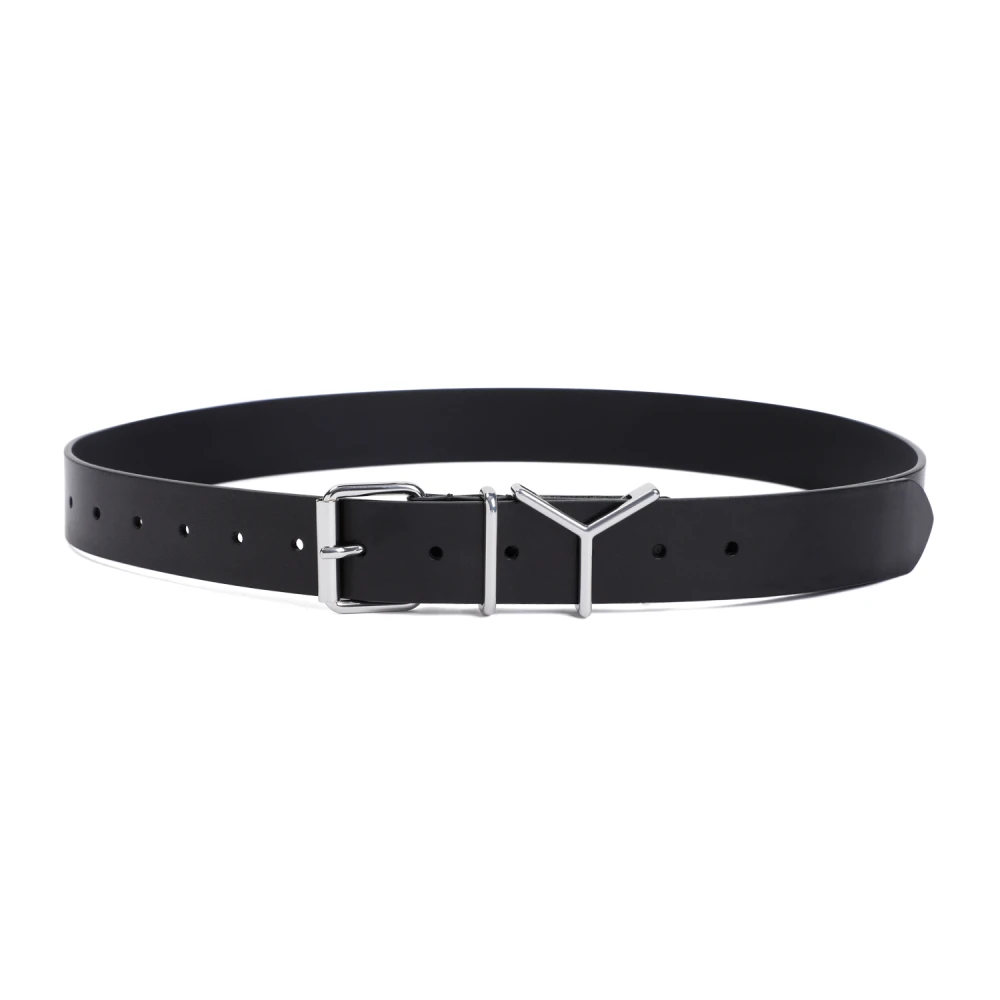 Y Project Zwarte Leren Riem met Zilveren Hardware Black Dames