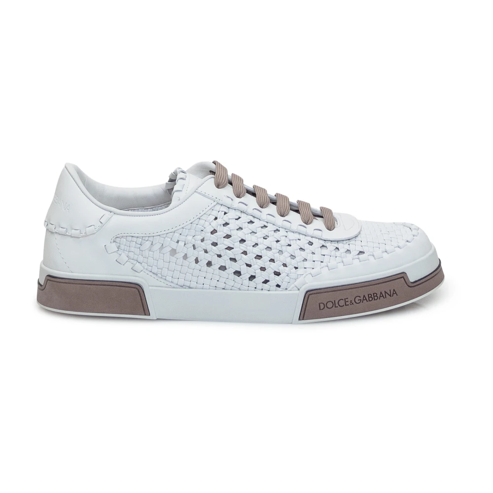 Dolce & Gabbana Geweven leren sneakers met merkzool Heren Schoenen Wit