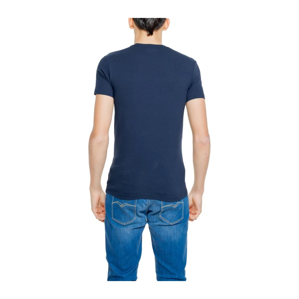 Emporio Armani Blauw Casual Katoen Blend T-Shirt Blue Heren