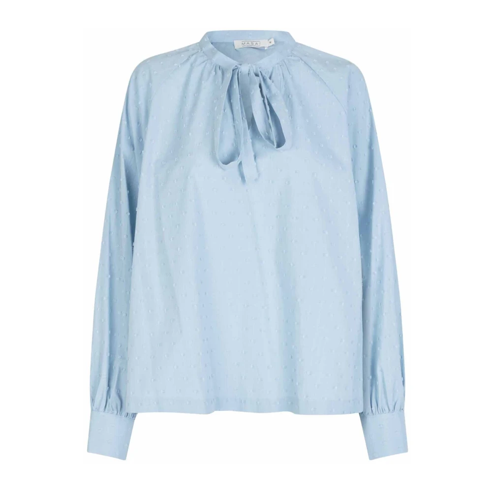 Masai Vrouwelijke blouse met geborduurde stippen Blue Dames
