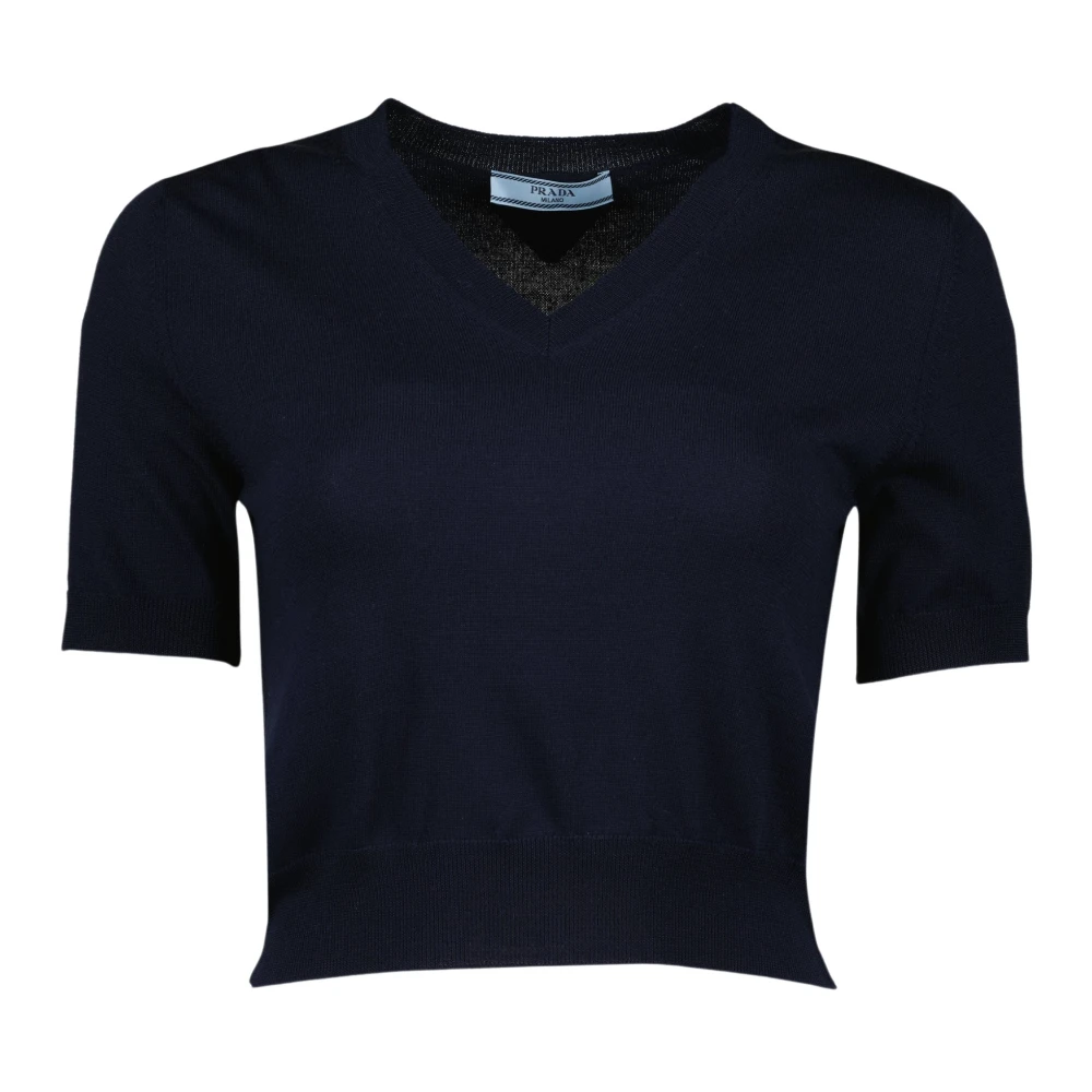 Prada Kortemouw wollen trui marineblauw Blue Dames