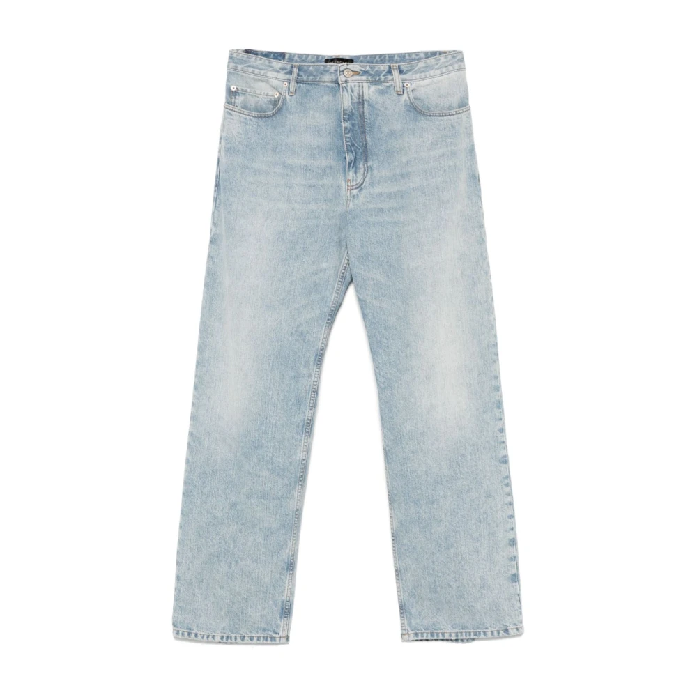 Balenciaga Wijde denim jeans in lichtblauw Blue Heren