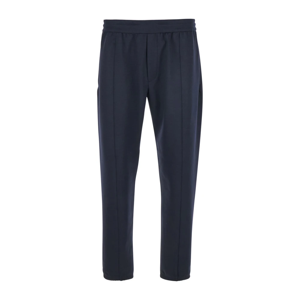 Emporio Armani Blauwe Wollen Broek Regular Fit Blue Heren