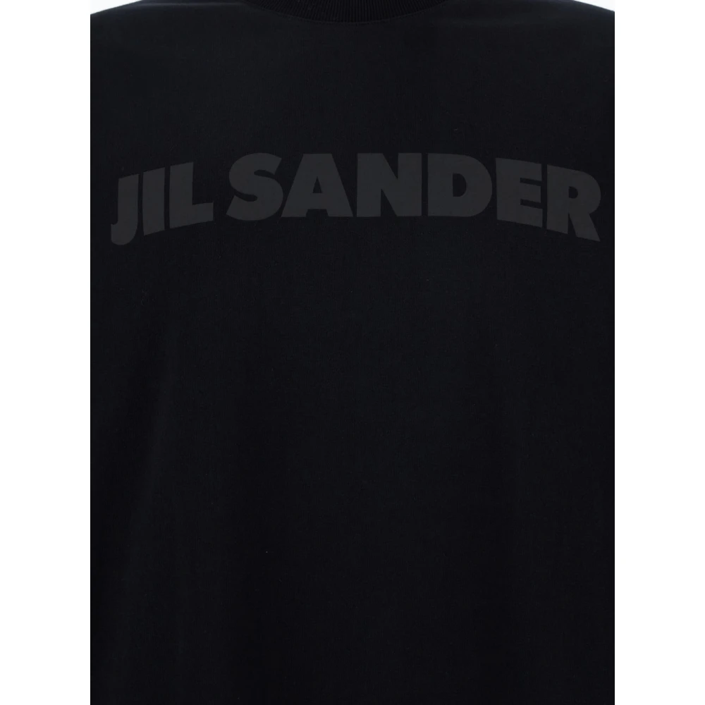 Jil Sander Zwart Logo Print Katoenen T-shirt Black Heren