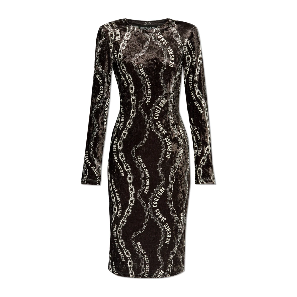 Versace Jeans Couture Zwarte Jurk Aw24 Dameskleding Black Dames