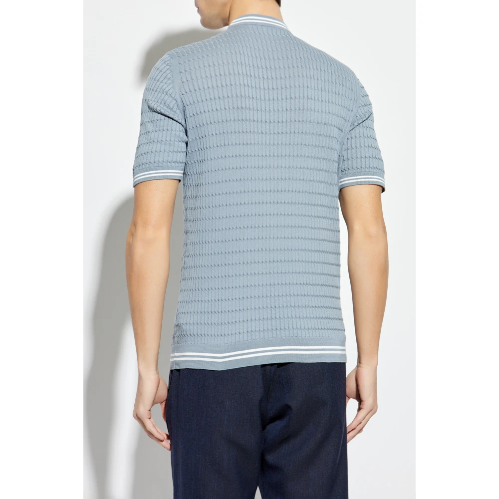 Eleventy Katoenen T-shirt met decoratieve weefsel Blue Heren