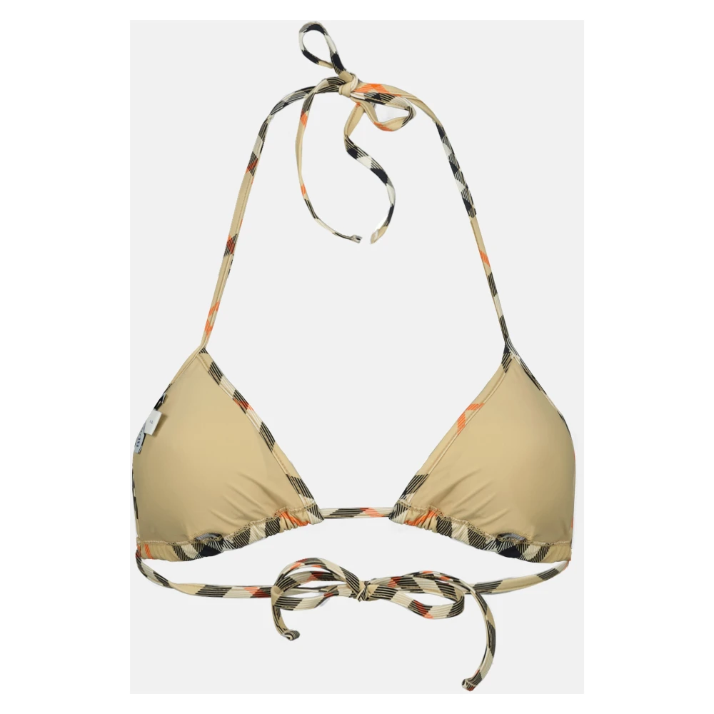 Burberry Geruite Triangel Bikini Top Beige Dames