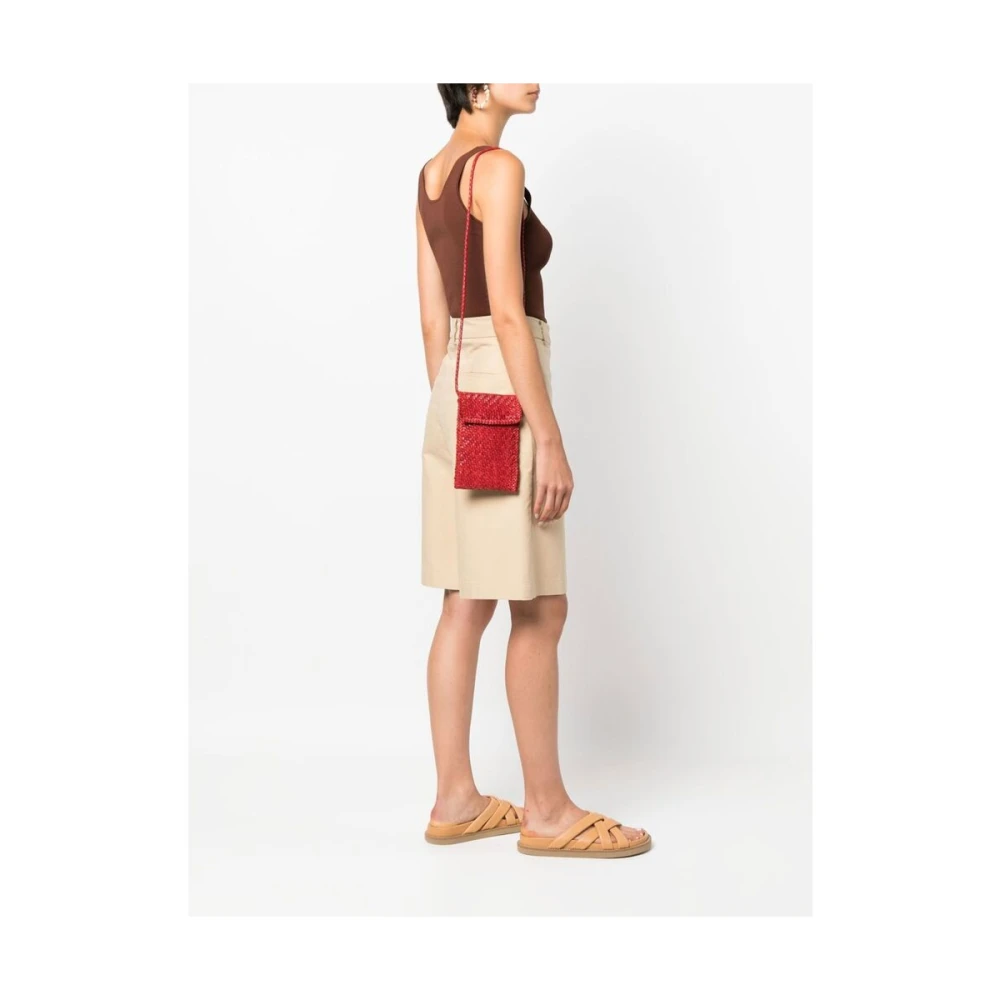 Dragon Diffusion Rode Leren Gevlochten Telefoonhoes Tas Red Dames