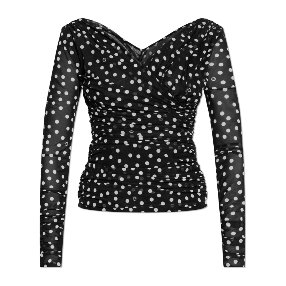 Dolce & Gabbana Top met polka dot patroon Black Dames
