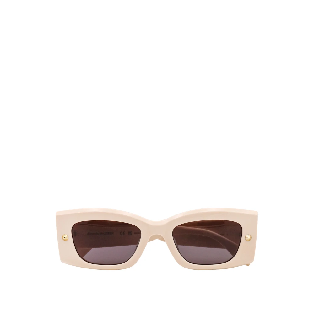 Alexander mcqueen Gedurfde Rechthoekige Zonnebril voor Modieuze Vrouwen White Dames