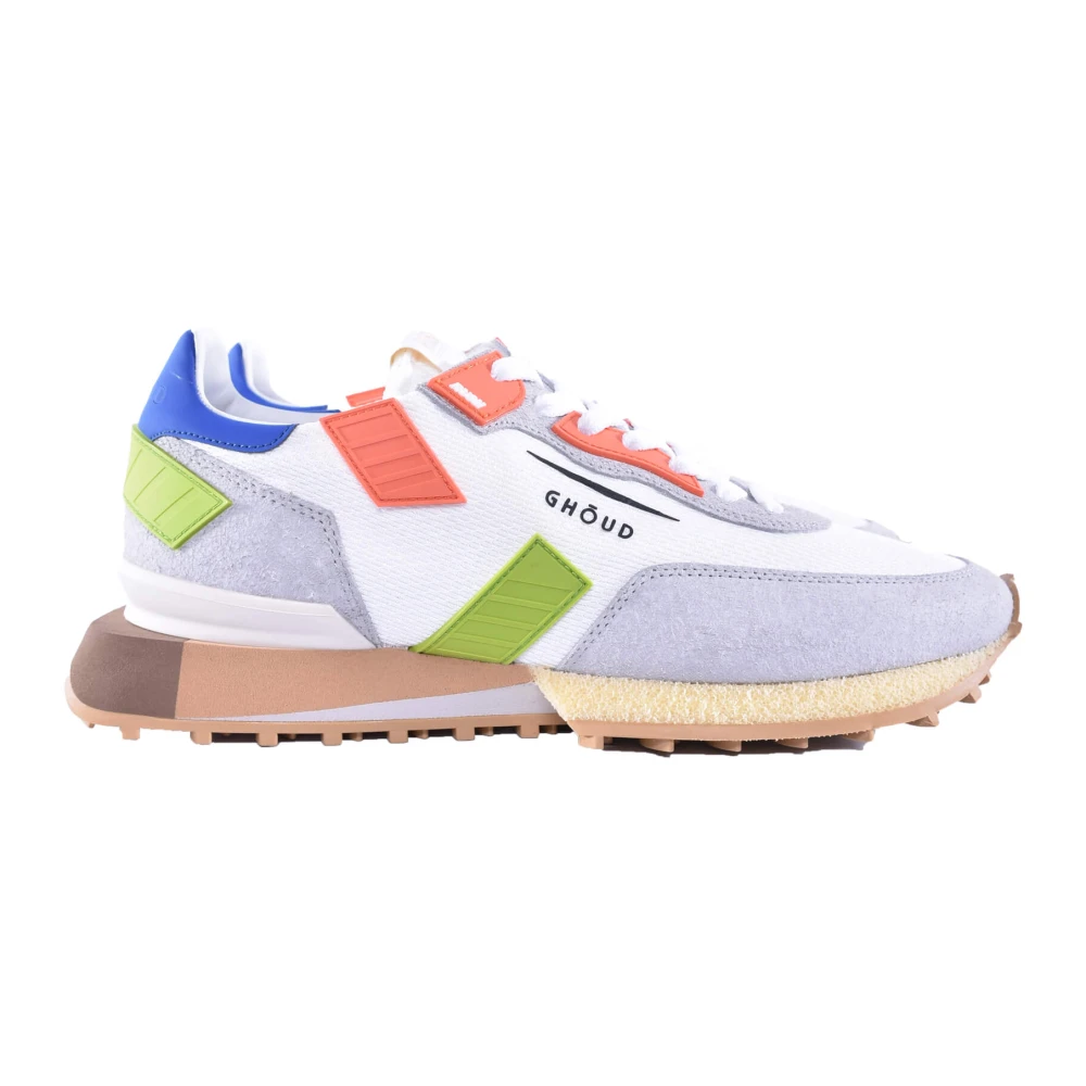 Ghoud Men's Multicolor Sneakers, 11 Uk, Geometric Mesh Trainers With Leather Details
