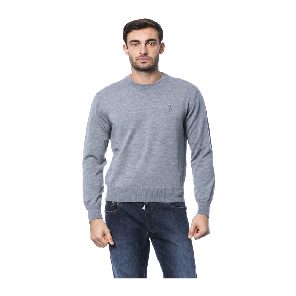 Billionaire Merino Wol Ronde Hals Geborduurde Trui Gray Heren