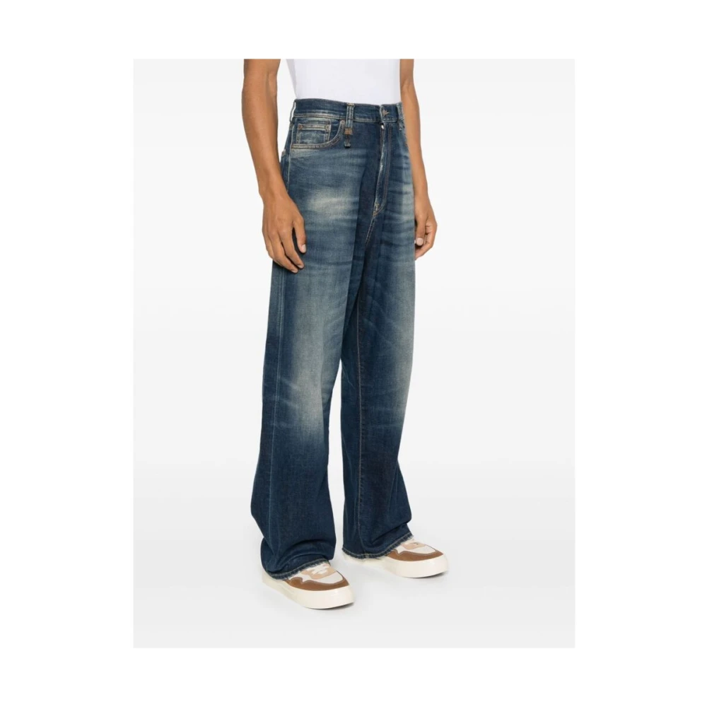 R13 Indigo Blue Wide Leg Denim Jeans Blue Heren